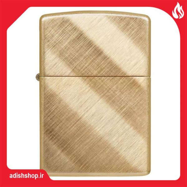 فندک بنزینی زیپو طلایی طرح خطوط مورب DIAGONAL WEAVE BRASS کد 29675-آدیش شاپ Zippo Lighter DIAGONAL WEAVE BRASS