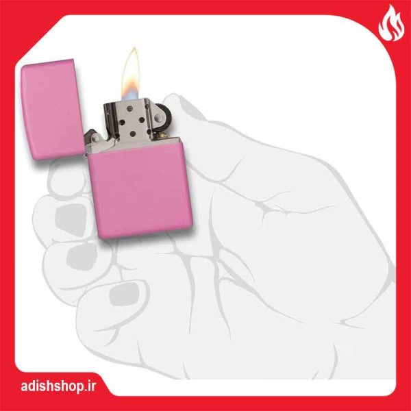 فندک زیپو اصل صورتی Regular Pink Matte کد 238-سایت فروش فندک زیپو آدیش شاپ Zippo Lighter Regular Pink Matt 238